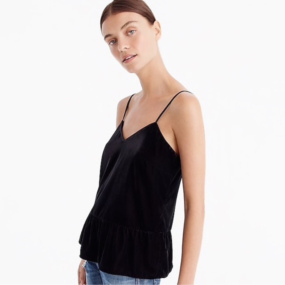 J. Crew Velvet Peplum Cami Black
